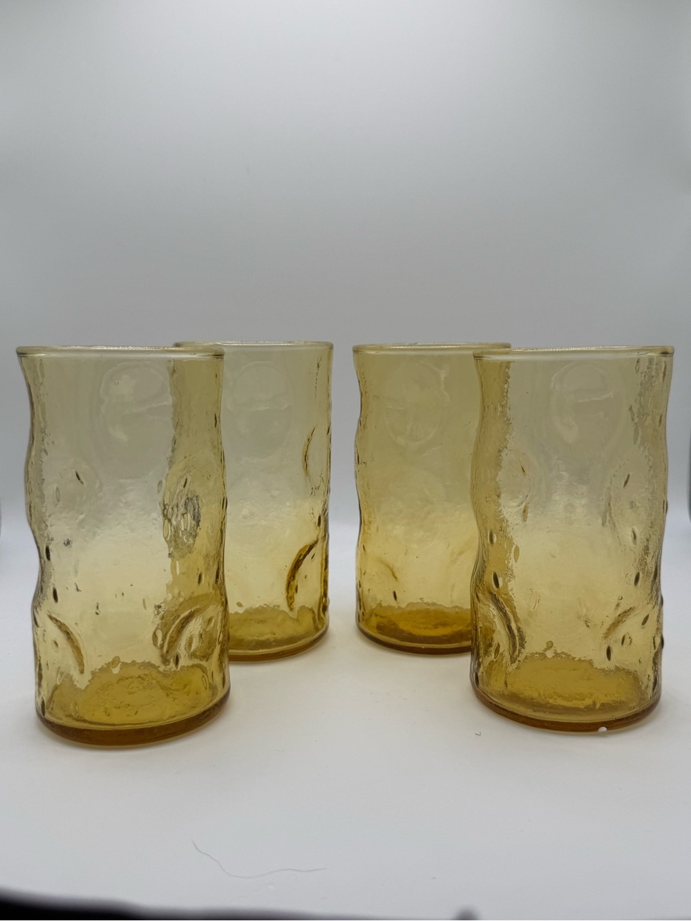 Anchor Hocking Milano Pattern Honey Gold Drinking Glasses - Set of 4